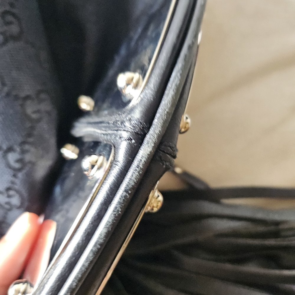 🔥SOLD🔥GUCCI Black GG Fabric Medium Babouska Indy Top Handle Bag - Picture 11 of 17